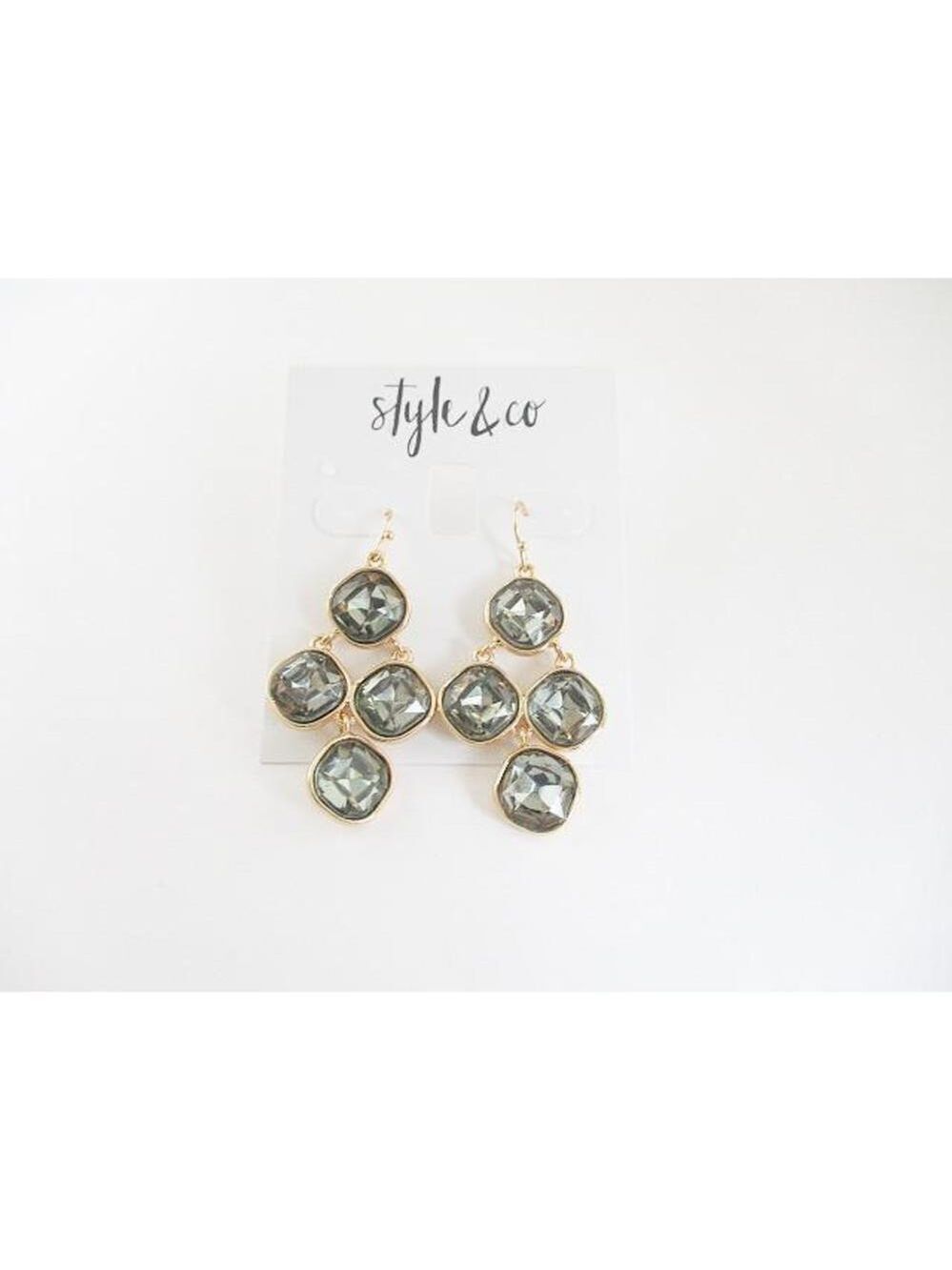 Style & Co Black Stone Chandelier Tower Earrings